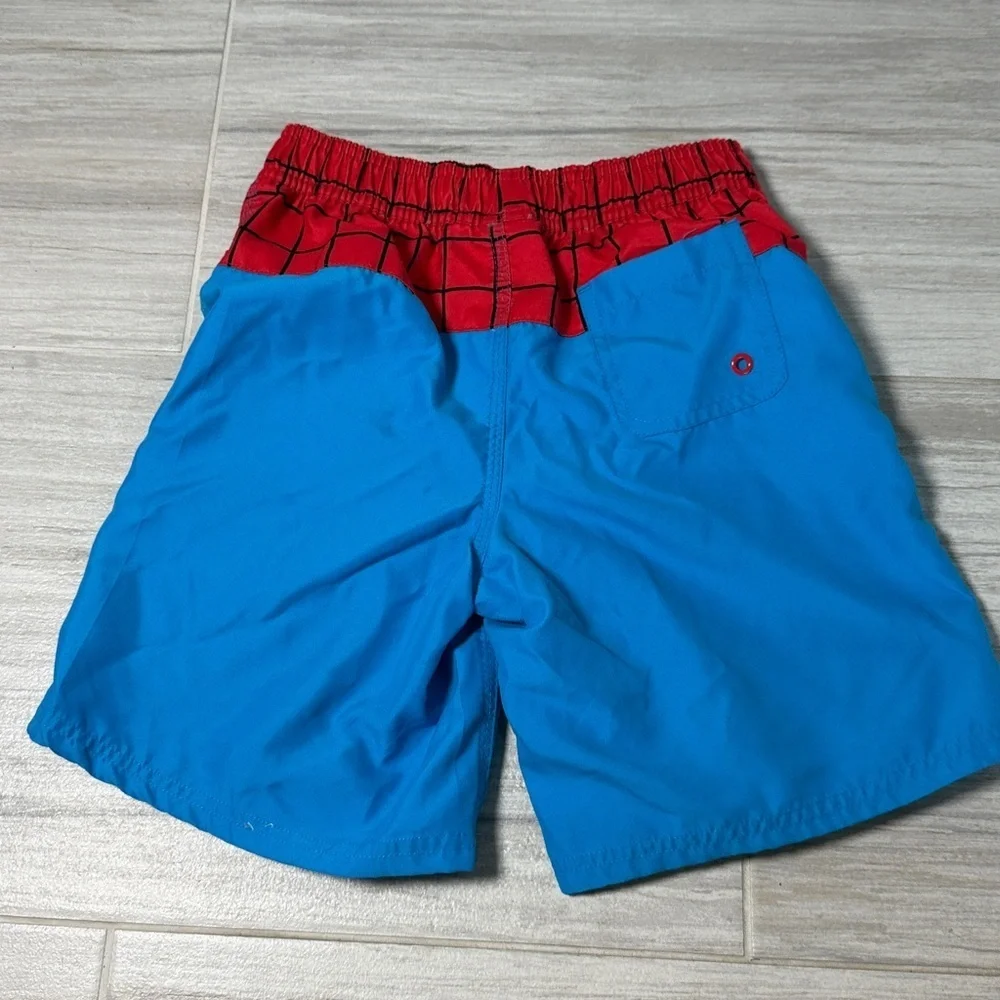 Disney Marvel Spider-Man Red Blue Kids Swim Shorts size 7/8 bathing suit trunks